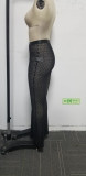 See-Through Rhinestone Mesh Sexy Trousers Women Nightclub High Waist Flared Pants