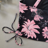 Square Leg Flower Printed Fashion Two Piece Swimsuit