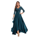 Long Slim Evening Dress Women's V-Neck Long Sleeve Prom Party Dress（Processing time need 3-6 days）