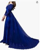 Sexy Off Shoulder Slim Waist Fishtail Satin Prom Evening Dress（Processing time need 3-6 days）