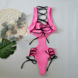 Sexy Hollow One-Piece Lace-Up Women's Swimsuit