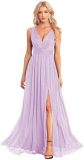 V-Neck Slim Long Dress Elegant High Slit Sequin Prom Dress（Processing time need 3-6 days）