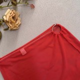 Sexy Halter Neck Cross Lace-Up Print Mesh Long Skirt Three-Piece Bikini Women Swimsuit