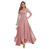 Long Slim Evening Dress Women's V-Neck Long Sleeve Prom Party Dress（Processing time need 3-6 days）