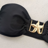 Sexy Straps Starfish Decorative Mesh Skirt Three-Piece Bikini Women Swimsuit