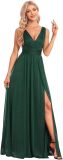 V-Neck Slim Long Dress Elegant High Slit Sequin Prom Dress（Processing time need 3-6 days）