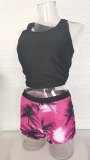 Women's Swimsuit Coconut Tree Print Square Leg Three-Piece Swimsuit