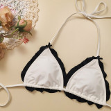 Bow Decorated Triangle Bikini Sexy Lace Women's Swimsuit