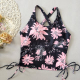 Square Leg Flower Printed Fashion Two Piece Swimsuit