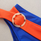Women Patchwork Contrast Color Sexy Bikini Swimsuit