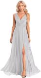 V-Neck Slim Long Dress Elegant High Slit Sequin Prom Dress（Processing time need 3-6 days）