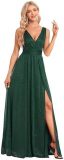 V-Neck Slim Long Dress Elegant High Slit Sequin Prom Dress（Processing time need 3-6 days）
