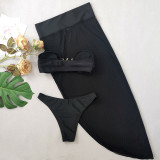 Sexy Straps Starfish Decorative Mesh Skirt Three-Piece Bikini Women Swimsuit