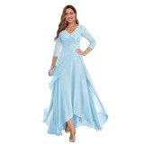 Long Slim Evening Dress Women's V-Neck Long Sleeve Prom Party Dress（Processing time need 3-6 days）