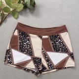 High Waist Square Leg Cross Strap Leopard Print Women Swimsuit