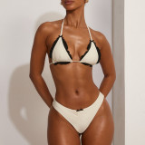 Bow Decorated Triangle Bikini Sexy Lace Women's Swimsuit