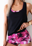 Women's Swimsuit Coconut Tree Print Square Leg Three-Piece Swimsuit
