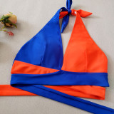Women Patchwork Contrast Color Sexy Bikini Swimsuit