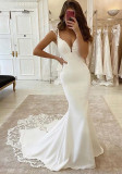 Lace Tail Mermaid Wedding Dress Sexy V-Neck Elegant Prom Evening Dress（Processing time need 3-6 days）