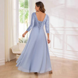 Long Slim Evening Dress Women's V-Neck Long Sleeve Prom Party Dress（Processing time need 3-6 days）