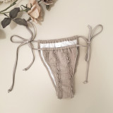 Khaki Ruffled Lace-Up Bikini Women's Swimsuit