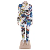 Women Print Top and Pant Two-piece Set
