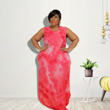 Plus Size Women Summer Tie-dye Print Dress