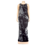 Plus Size Women Summer Tie-dye Print Dress