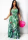 Women Spring Pleated Patchwork Print Dress