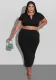 Plus Size Women Summer Crop Top and Skirt Two-piece Set