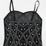 Women Party Sexy Beaded Bodycon Maxi Dress