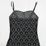 Women Party Sexy Beaded Bodycon Maxi Dress