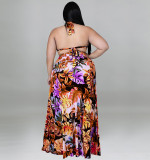 Plus Size Women summer suspender Jumpsuit plus chiffon jacket