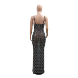 Women Party Sexy Beaded Bodycon Maxi Dress