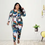 Women Print Top and Pant Two-piece Set