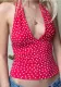 Women Holidays sexy polka dot print V Neck Halter Neck Backless Top