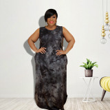 Plus Size Women Summer Tie-dye Print Dress