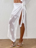 Women's Summer Heart Jacquard Cover-Up Irregular Lace-Up Beach Skirt