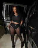 Black And White Patchwork Round Neck Moon Print Tight Fitting Two Piece Shorts Set
