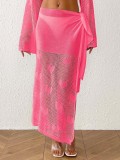 Women's Summer Heart Jacquard Cover-Up Irregular Lace-Up Beach Skirt