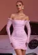 Women's Off Shoulder Fashion Sexy Long Sleeve Beaded Slim Short Dress