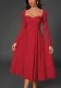 Sexy Long-Sleeved Low Back Lace-Up A-Line Solid Color Pleated Dress