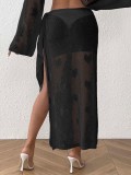 Women's Summer Heart Jacquard Cover-Up Irregular Lace-Up Beach Skirt