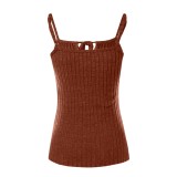 Summer Women's Sexy Cross Halter Neck Tight Fitting Ribbed Vest
