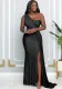 Women's Sleeveless One-Shoulder Sexy High Waist Split Evening Dress