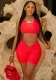 Fashion Sleeveless Crop Tank Top V Waist Shorts Two Piece Set