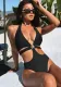 Sexy Solid Color One-Piece Halter Neck Hollow Beach Swimsuit