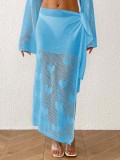 Women's Summer Heart Jacquard Cover-Up Irregular Lace-Up Beach Skirt