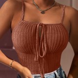 Summer Women's Sexy Cross Halter Neck Tight Fitting Ribbed Vest