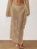 Women's Summer Heart Jacquard Cover-Up Irregular Lace-Up Beach Skirt